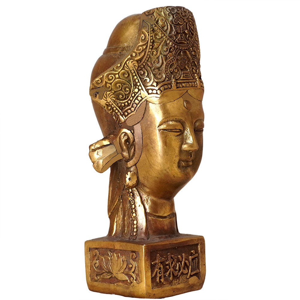 antik Messing Guanyin Bodhisattva Mitgefühl Barmherzigkeit Statue Meditation Yoga Feng Shui Deko