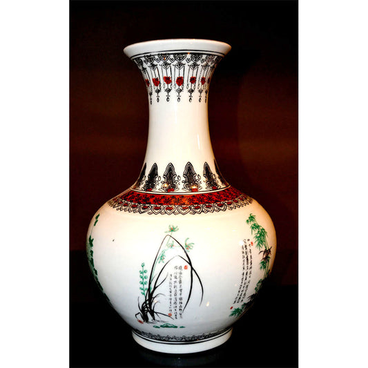 dekorativ chinesisch Porzellan Deko Vase mit Blumen Muster in antik Stil