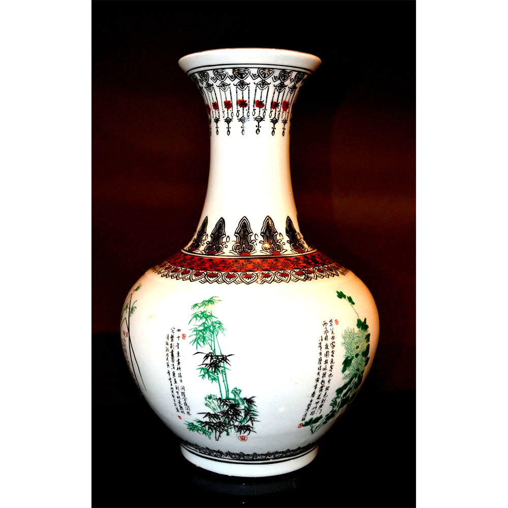 dekorativ chinesisch Porzellan Deko Vase mit Blumen Muster in antik Stil