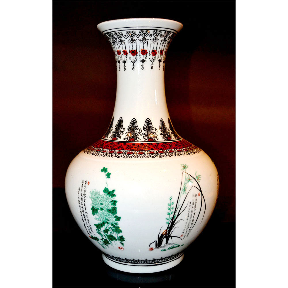 dekorativ chinesisch Porzellan Deko Vase mit Blumen Muster in antik Stil