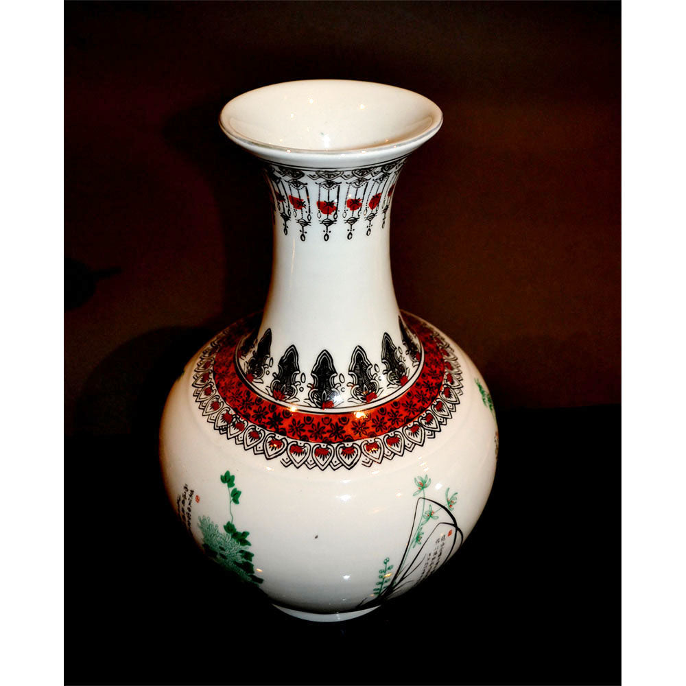 dekorativ chinesisch Porzellan Deko Vase mit Blumen Muster in antik Stil