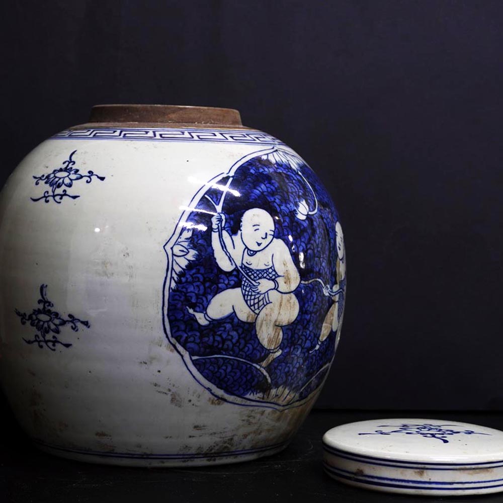 chineisisch Porzellan Deckel Vase traditionell Ingwer Vase
