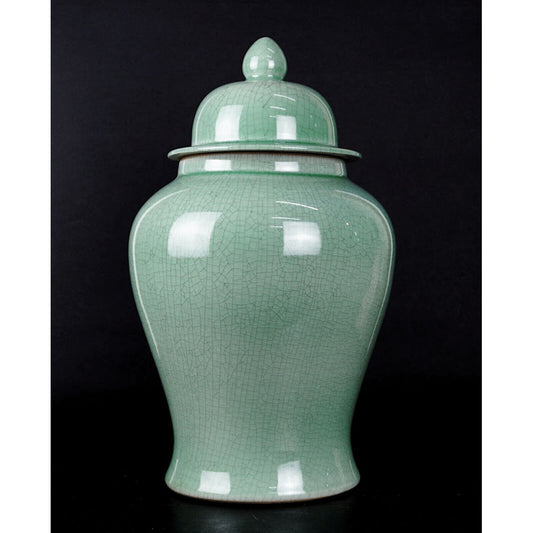 Deckel Vase chinesisch Porzellan in Farbe Meeresgruen