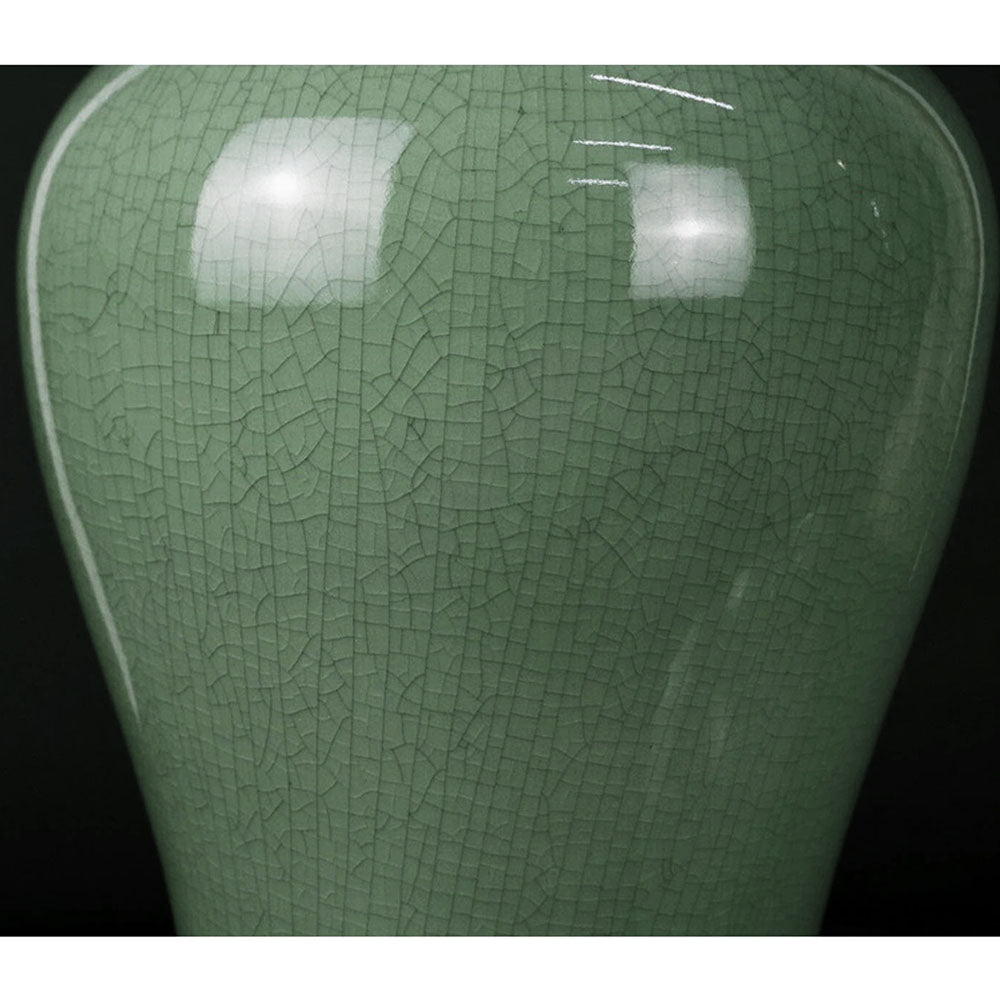 Deckel Vase chinesisch Porzellan in Farbe Meeresgruen