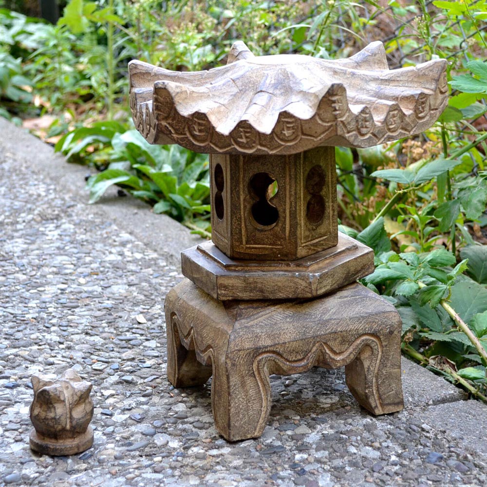 Garten Home Deko 6 eckige steinlaterne massivstein vogelhaus japanisch geisterhaus pagoda