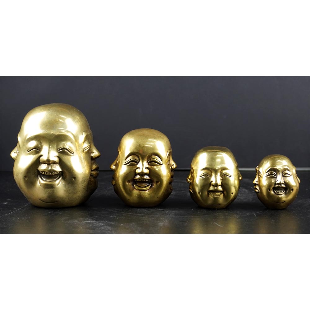 Buddhakopf mit 4 verschiedene Emotionen Ausdruck Lachen Freude Trauer Bronze L
