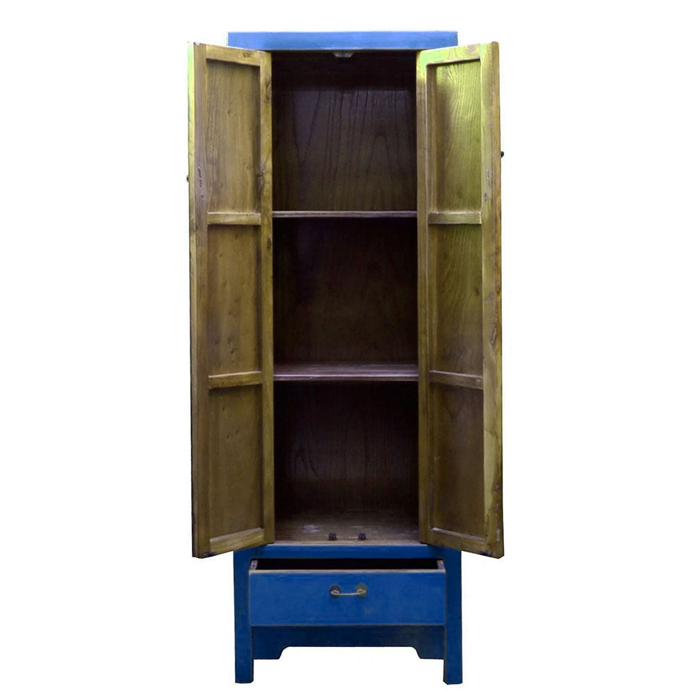 chinesisch Schrank Holz Blau mit Schubladen Einlegboden