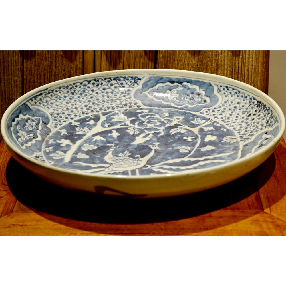 chinesischer Porzellan Teller Deko antik Blau-Weiß