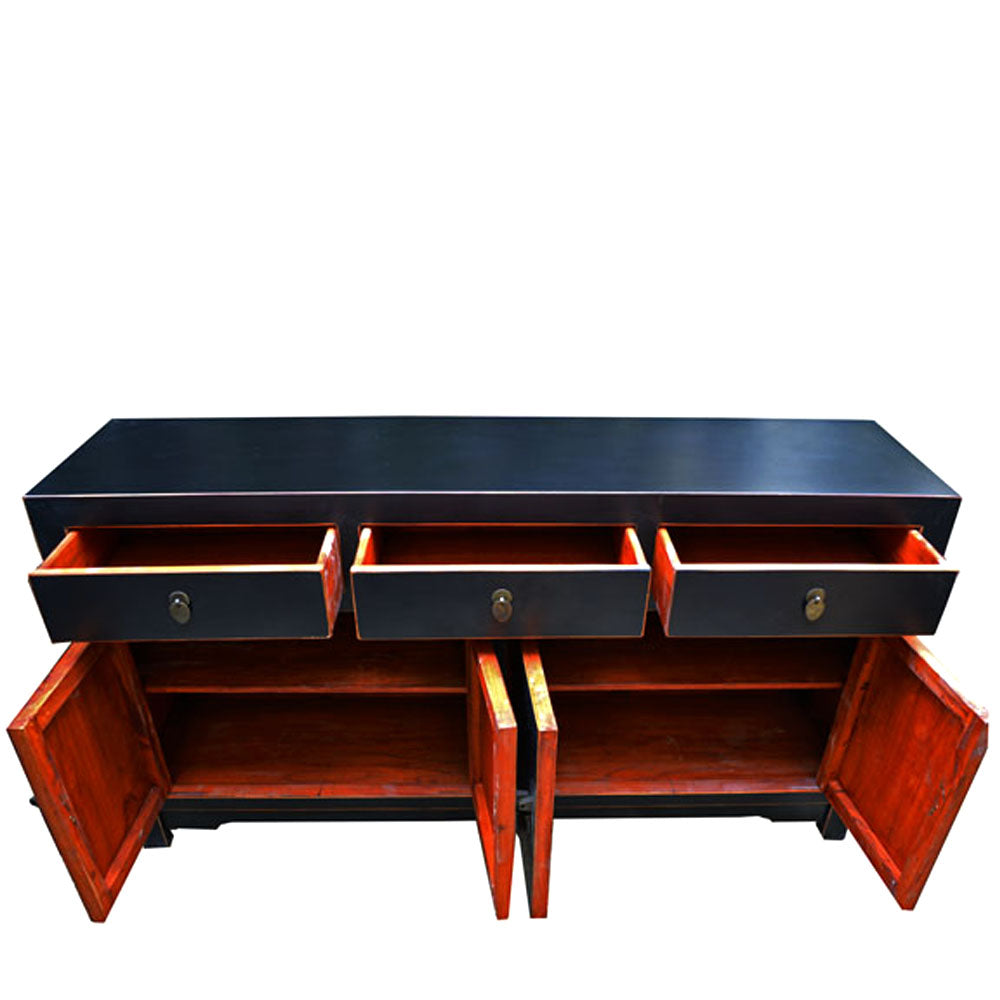 chinesisch Holzkommode mit Schubladen schwarz handgefertigt 160cm