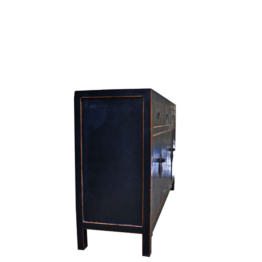chinesisch Holzkommode mit Schubladen schwarz handgefertigt 160cm