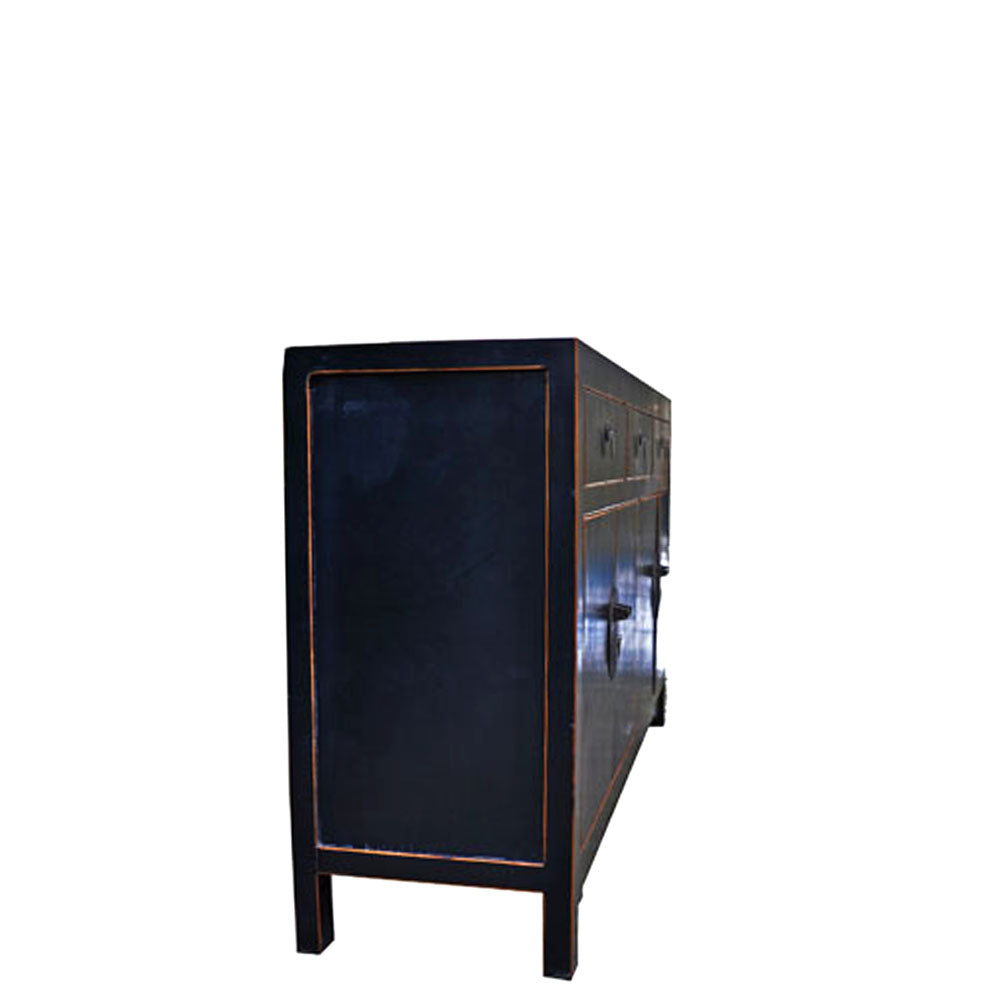 Kommode schwarz 160 cm chinesische Möbel Holz Highboard inkl. Lieferung
