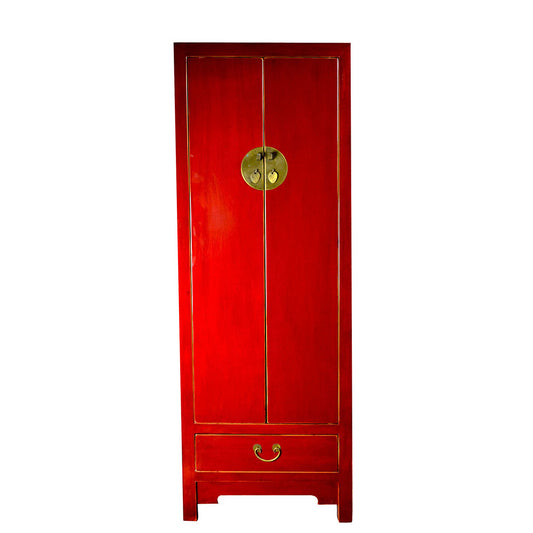 elegant chinesisch rot Vintage Schrank Hochschrank aus Holz handgefertigt 170 cm hoch