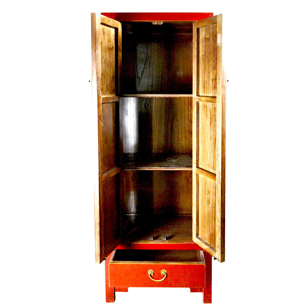 chinesisch rot Vintage Schrank Hochschrank aus Holz handgefertigt 170 cm hoch