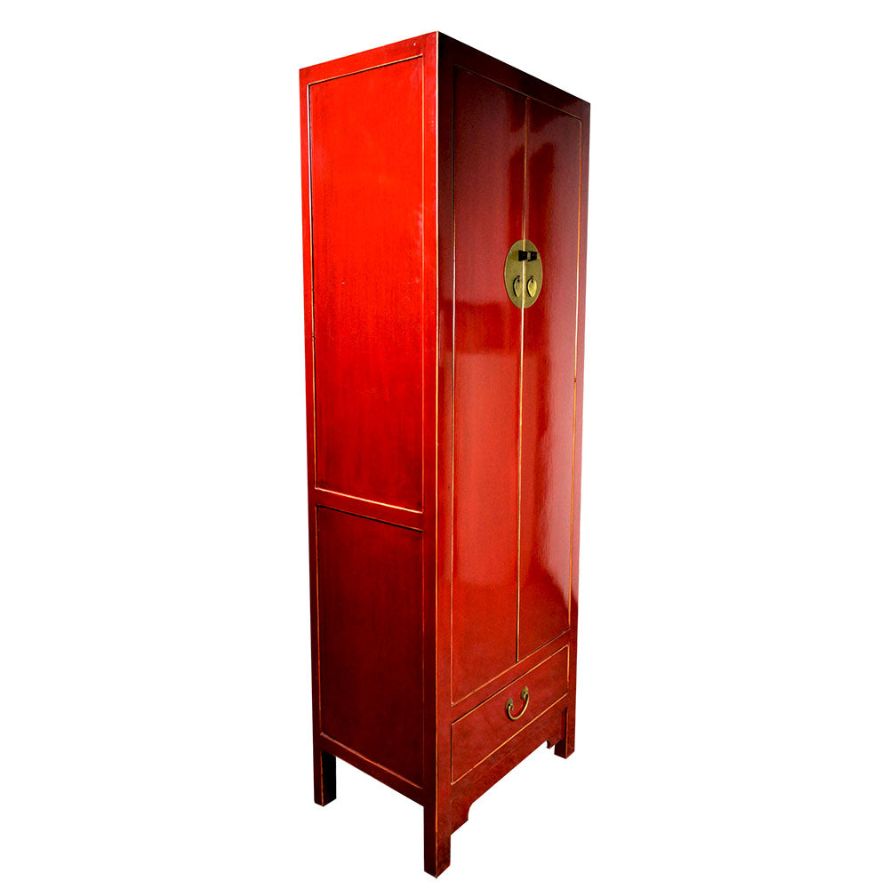 chinesisch rot Vintage Schrank Hochschrank aus Holz handgefertigt 170 cm hoch