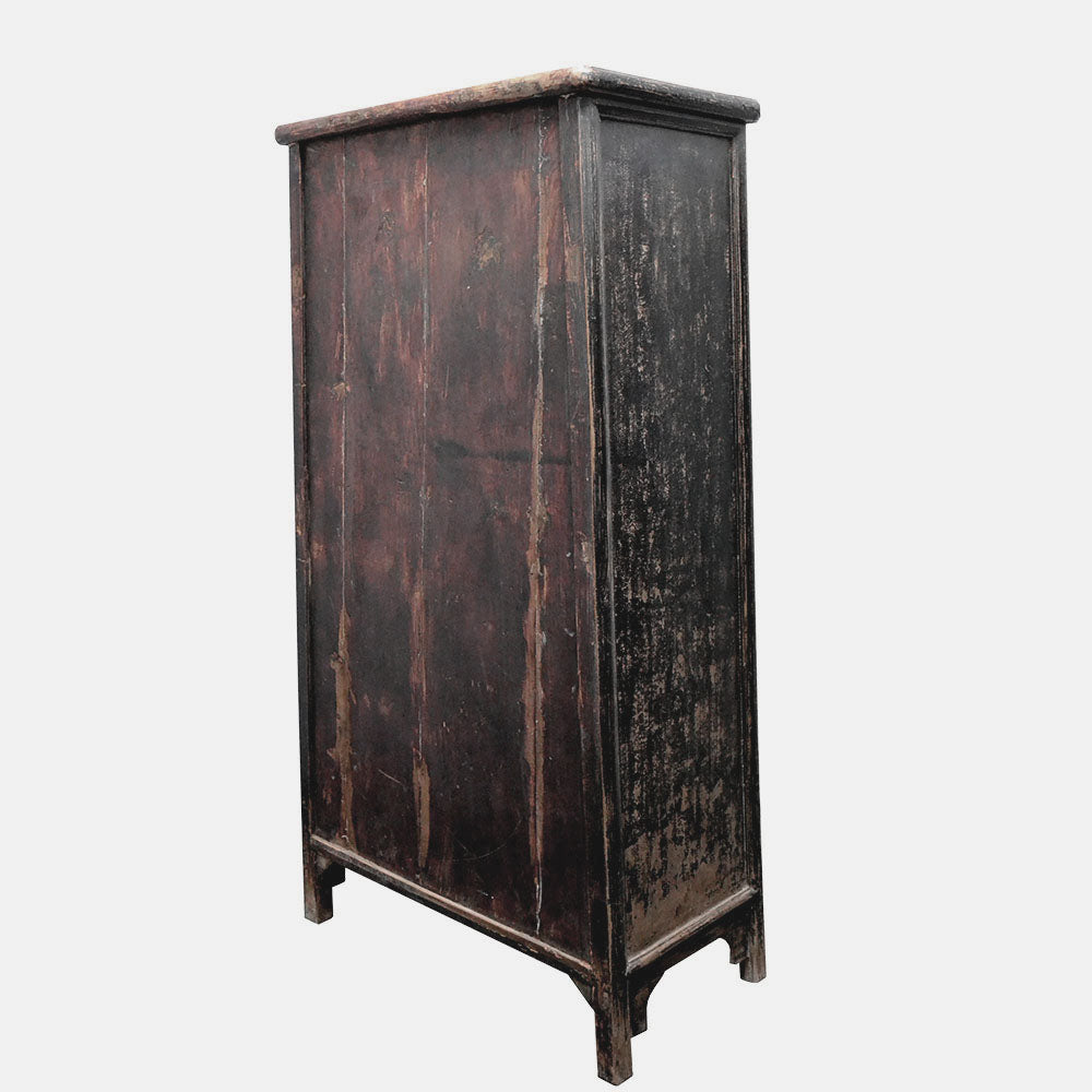 chinesischer antik Schrank Kleiderschrank Hochschrank schwarz aus massiv Holz