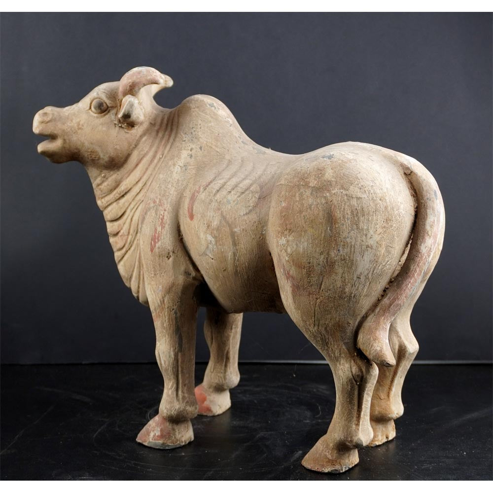 Deko Tiere Statue Rind Kuh Ochse aus Ton handgefertigt