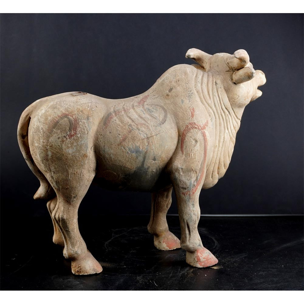 Deko Tiere Statue Rind Kuh Ochse aus Ton handgefertigt