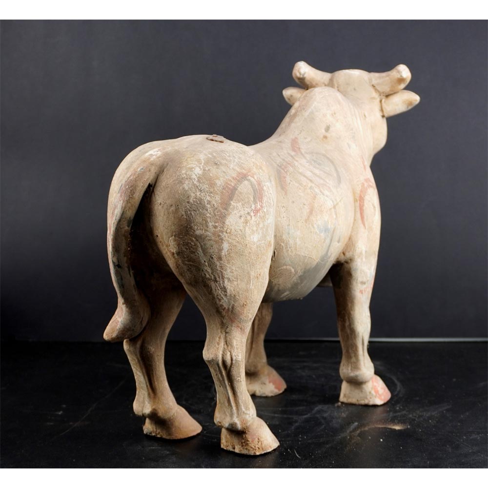 Deko Tiere Statue Rind Kuh Ochse aus Ton handgefertigt