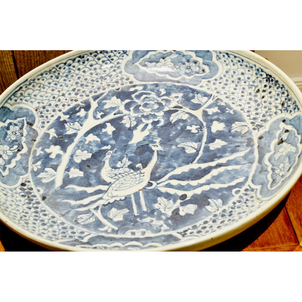 chinesischer Porzellan Teller Deko antik Blau-Weiß traditionel