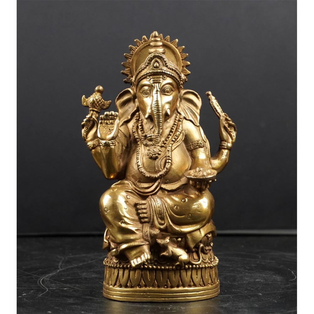 Buddha Figuren Statue Messing Gold Ganesha
