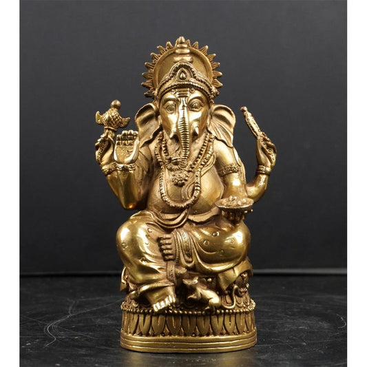 Buddha Figuren Statue Metal Gold Ganesha