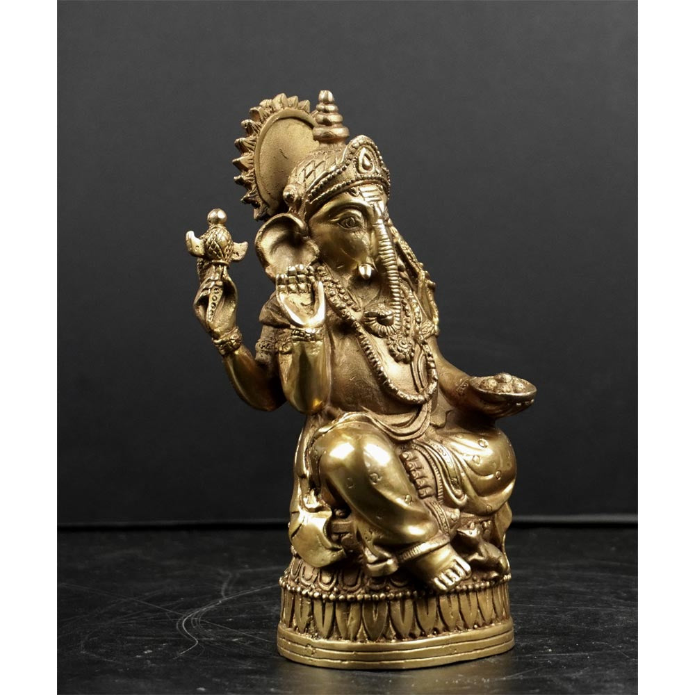 Buddha Figuren Statue Metal Gold Ganesha