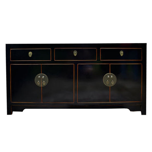 elegant schwarz Kommode mit Schubladen Sideboard Anrichte antik chinesisch Stil 160 cm