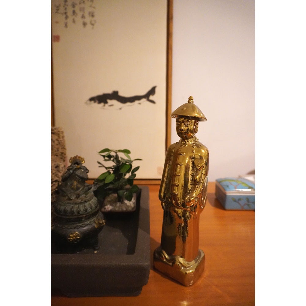 chinesisch Kaiser Statue aus Keramik Gold Farbe handgefertigt