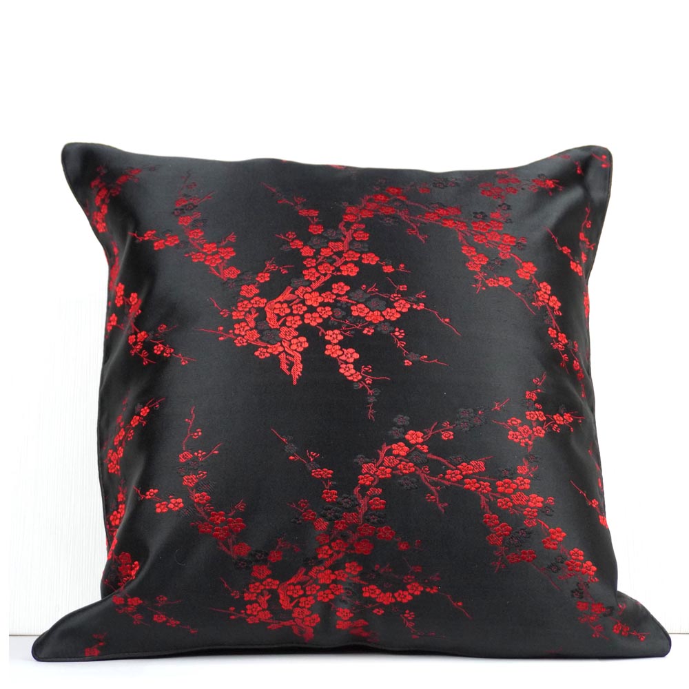Kissenbezüge aus Seide Silke Deko Kissen Hülle Sofa Sitz schwarz-rot Muster quadratisch inkl. Versand
