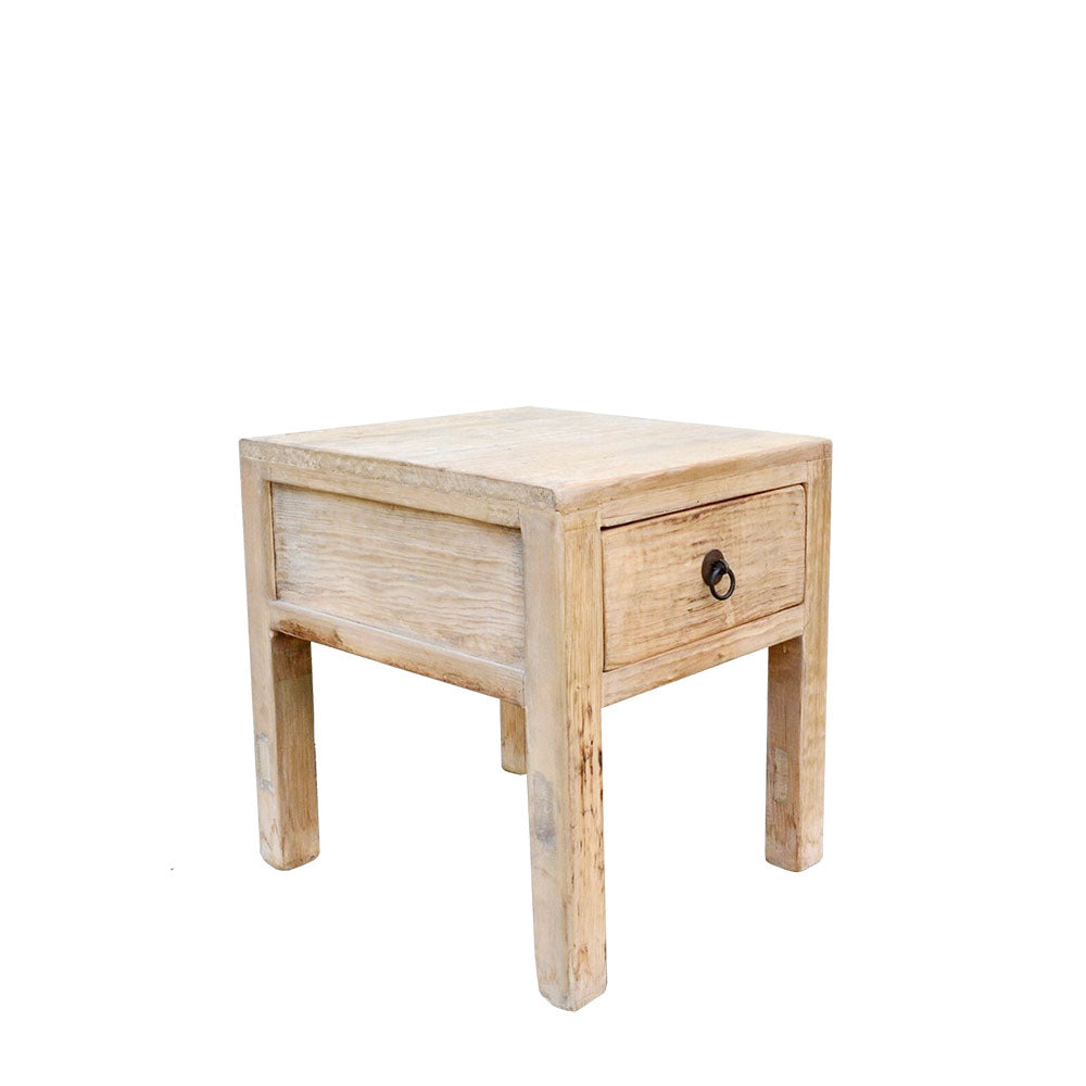 Klein Tisch Nachttisch Beistelltisch Laptop Tisch aus Holz Naturbelassen mit Schubladen